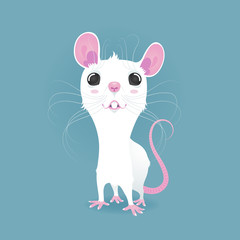 The vector illustration of a cartoon white rat is on a simple background.