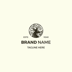 Deer elegant ornamental logo design