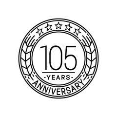 105 years anniversary logo template. 105th line art vector and illustration.