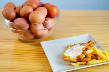 Eggs and some french fries