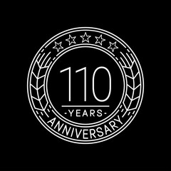 110 years anniversary logo template. 110th line art vector and illustration.