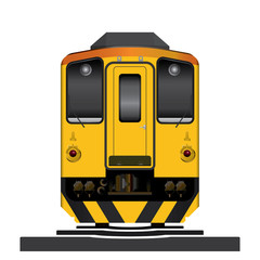 Modern yellow diesel train vector 