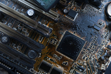 Desktop Computer Burned Damage after fire Burning CPU GPU video card, memory, chip , cooler