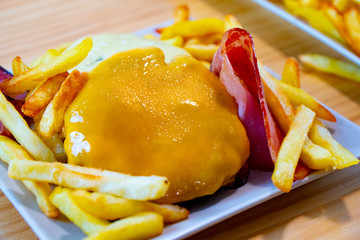 Cheeseburger and french fries