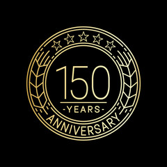 150 years anniversary logo template. 150th line art vector and illustration.