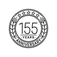 155 years anniversary logo template. 155th line art vector and illustration.