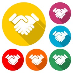 Handshake flat design long shadow icon