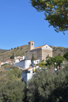 Benaque village, native town of the Spanish poet, Salvador Rueda, a sunny day
