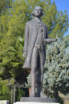 Sculpture of Bernardo de Galvez in a square of her native town, Macharaviaya
