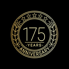 175 years anniversary logo template. 175th line art vector and illustration.