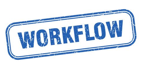 workflow stamp. workflow square grunge blue sign