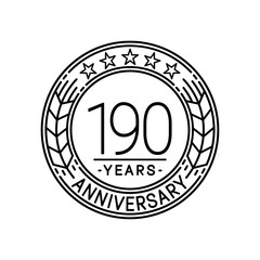 190 years anniversary logo template. 190th line art vector and illustration.