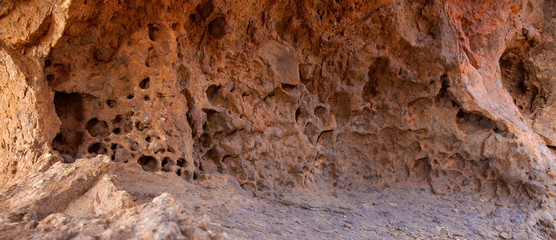 Gran Canaria, internal surface of a stone arch Vantana de Bentayga