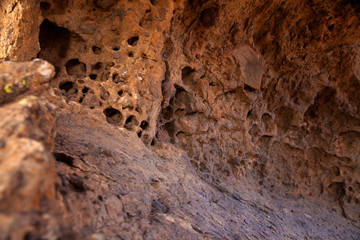 Gran Canaria, internal surface of a stone arch Vantana del Bentayga