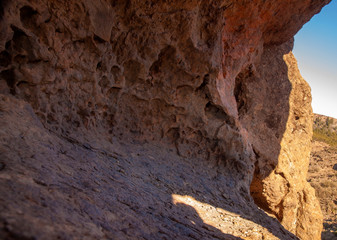 Gran Canaria, internal surface of a stone arch Ventana del Bentayga
