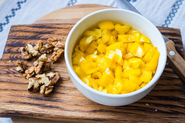 Yellow sweet bell pepper salad