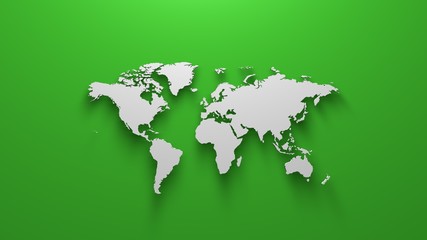 World map on green background 