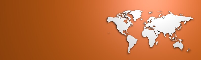 World map on orange background banner