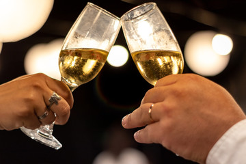 champagne toast with two glasses
