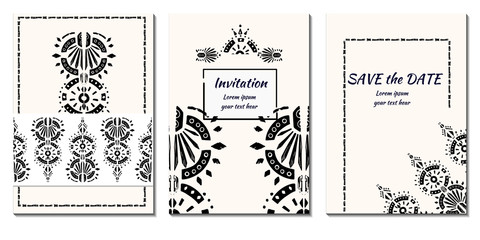 Cover royal greeting design. Modern template with ikat ornament for wedding design or greeting card any purpose.