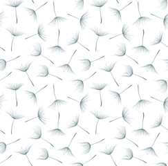 The Seamless background with dandelion seeds.
