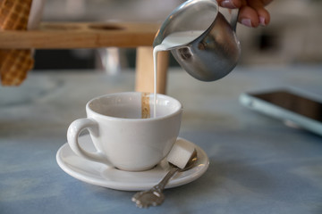 Coffee and cream close up