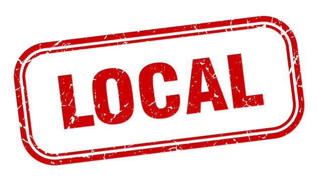 local stamp. local square grunge red sign