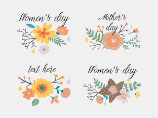 Fototapeta na wymiar Hand drawn logo collection. Logo design with flowers and beautiful fonts. For designers, florists, photographers and other creative professions