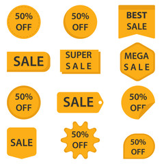 Sale Label Collection for Promotion and Advertisement.Vector illustration.