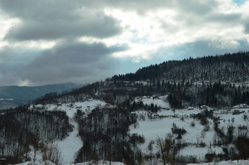 winter mountain landscape with snow