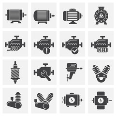 Motor related icons set on background for graphic and web design. Creative illustration concept symbol for web or mobile app