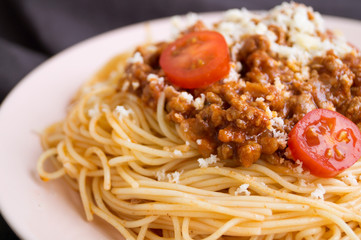 spaghetti Bolognese. a traditional dish of Italian cuisine.