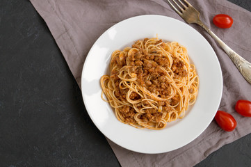 spaghetti Bolognese. a traditional dish of Italian cuisine.
