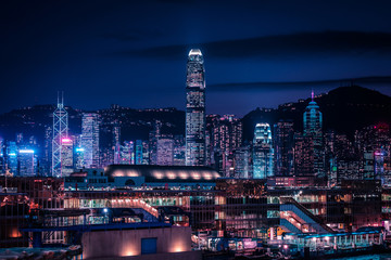 HongKong Island skyline and Victoria Harbour at night