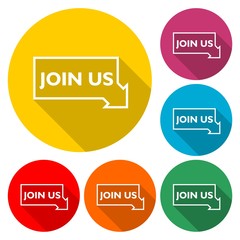 Join Us Letter Banner icon with long shadow