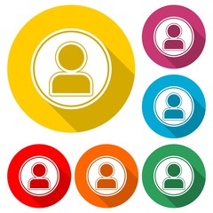 User sign, Add to friend icon isolated with long shadow