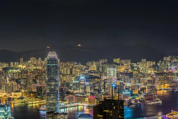Fotobehang ヴィクトリアピークから見える香港の夜景 © kanzilyou