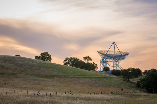 radar tower at sunset