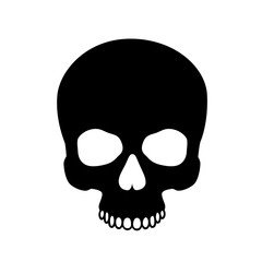 Human skull isolated on black,color symbol. Vector