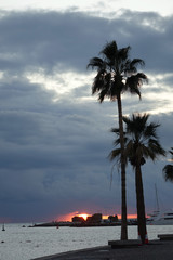 sunset in Paphos in winter