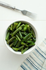 Cooked Green Beans in Olive Oil with Garlic and Lemon