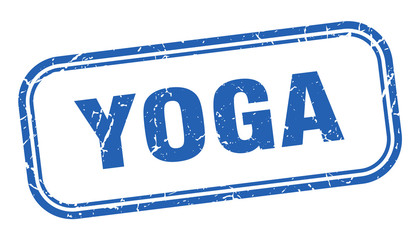 yoga stamp. yoga square grunge blue sign