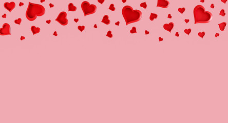 Valentines day pinkbackground with red hearts on top. Valentines day concept. Top view. Romantic background concept. valentines day mockup, template