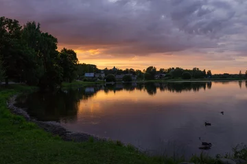 Foto op Canvas sunset over lake © 6xtinn
