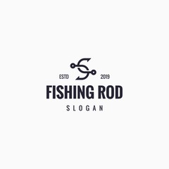 Fishing rod logo vector premium template
