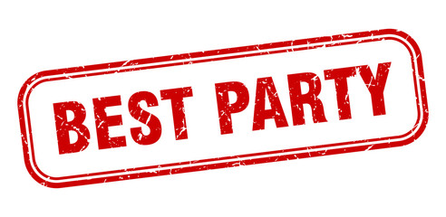 best party stamp. best party square grunge red sign