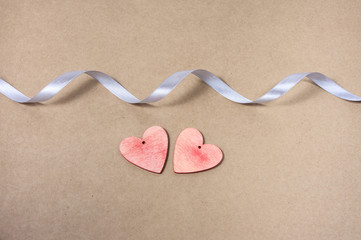 Old background for a card with the text love silver ribbon