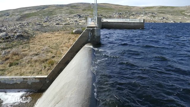 dam in porugal serra estrela in cold windy weather