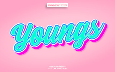 Young style editable font effect
