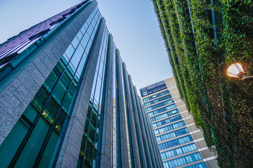 Obraz premium 品川区の高層ビル群と夕景